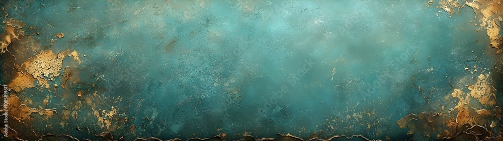 Poster a textured background featuring a blend of teal and gold hues, showcasing a distressed, weathered ap