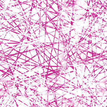 Bright pink intersecting  lines on white background abstract pattern. Dynamic, chaotic  artistic composition, energic and modern illustration for textile, wallpaper, wrpping paper, apparel, stationery