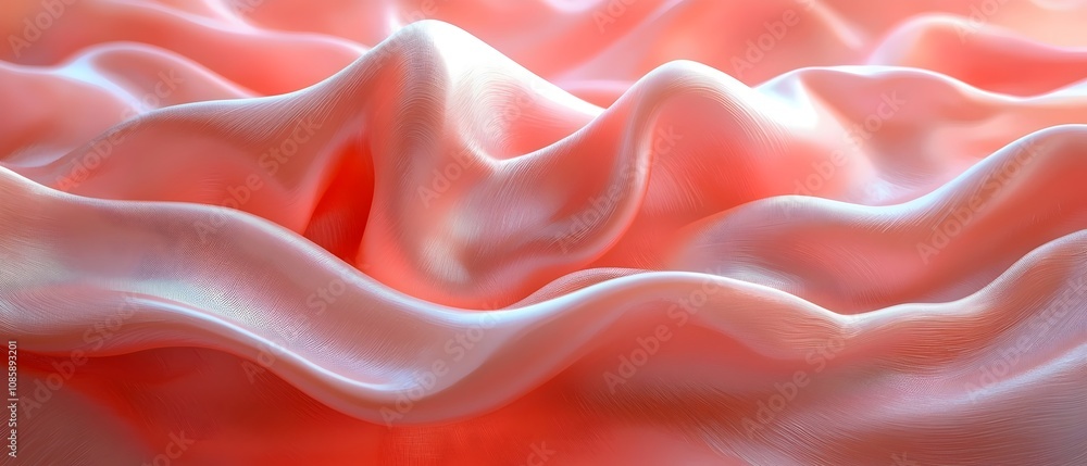 Aufkleber an abstract close-up of soft, flowing fabric in shades of coral and peach, creating a sense of gentl