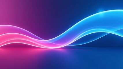 Fototapeta premium Abstract neon wave: vibrant blue and pink curved light pattern