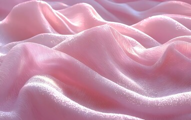 A close-up view of luxurious pink satin fabric draped gracefully, showcasing its soft texture and shimmering surface, perfect for fashion or interior design themes.