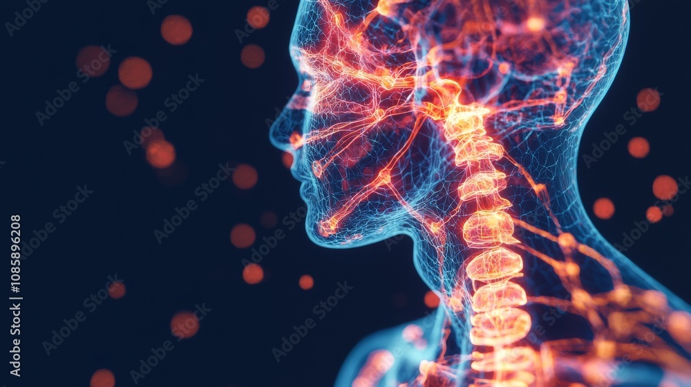 Aufkleber exploring neural pathways human anatomy visualization digital art science environment close-up viewp