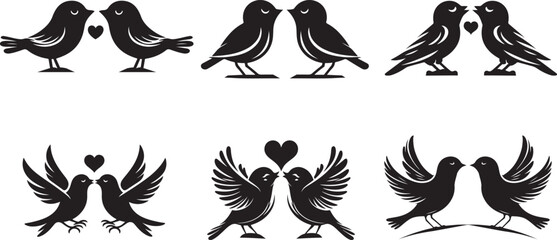 Happy Valentine Day cute bird Silhouette vactor design. 