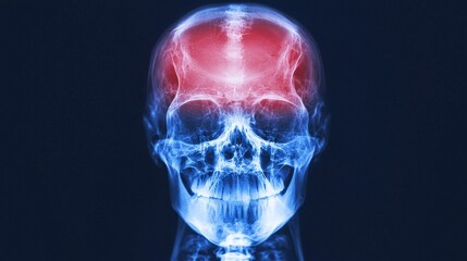 Medical imaging displaying human skull mri scan healthcare facility scientific content clinical environment front view anatomy study