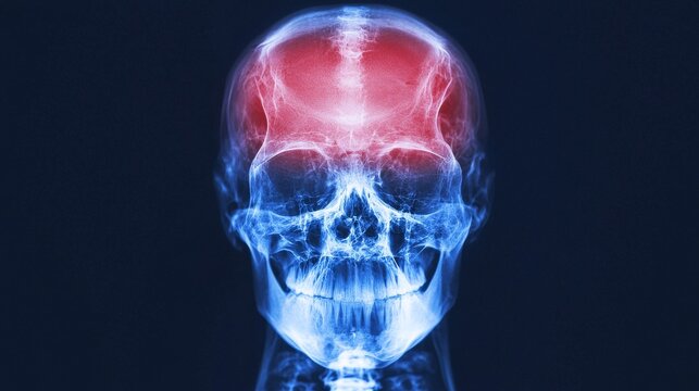 Medical imaging displaying human skull mri scan healthcare facility scientific content clinical environment front view anatomy study