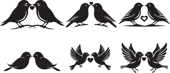 Happy Valentine Day cute bird Silhouette vactor design. 