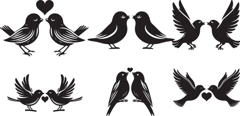 Happy Valentine Day cute bird Silhouette vactor design. 