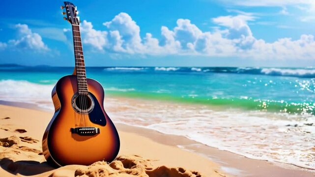 guitar on the beach