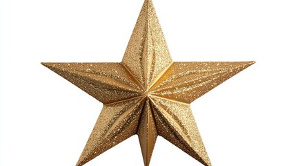 Obraz premium A Christmas star, tree topper, sleek modern design, metallic gold texture, isolated on white background 