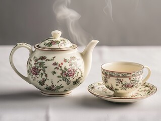 Brewing fresh tea elegant setting drinkware indoor close-up tradition