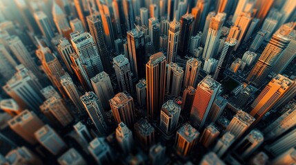 Aerial overview of dubai's skyscrapers urban landscape gigapixel image sunset glow modern architecture