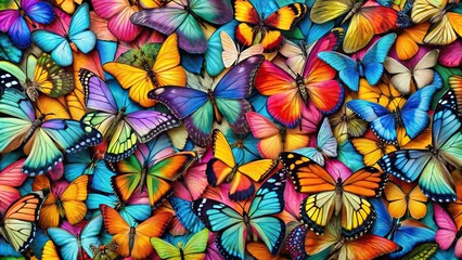 Colorful butterflies in a kaleidoscope pattern
