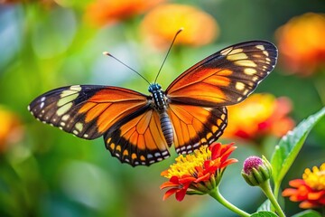 Fototapeta premium Colorful butterfly on flower in garden