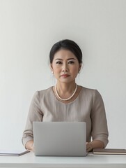 Focused businesswoman working in modern office space professional environment productivity