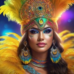 Obraz premium portrait of a woman in brazilian carnival