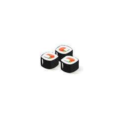 A simple flat 2D icon of Hotate scallop sushi isolated on a background, vector design, ideal for animation, UI/UX design, mobile apps, web design, digital illustrations