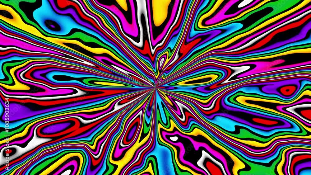 Aufkleber distorted twisted colorful line background. trippy strip psychedelic motion animation. neon color. g
