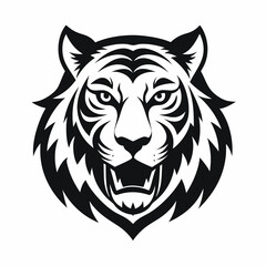 Tiger Head Silhouette Vector Illustration, tiger head logo in black silhouette style for graphic design