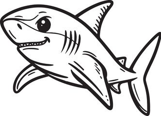 Fototapeta premium A shark line art vector illustration color book letter for S