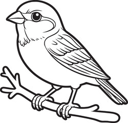 Obraz premium A Sparrow line art vector illustration color book letter for S