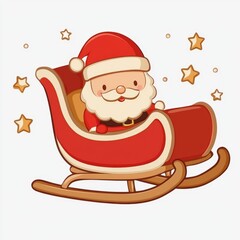 Jolly Santa Claus in His Christmas Sleigh with Twinkling Stars
