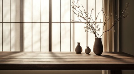 Minimalist Table with Flowers in a Vase