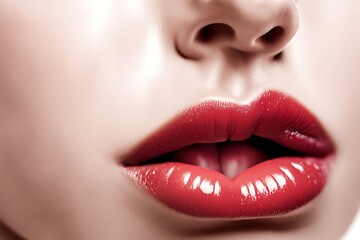 Fototapeta premium Beautiful make up of glamour red gloss lips