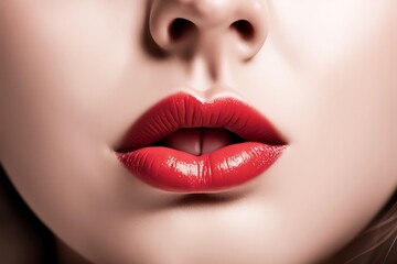 Obraz premium Beautiful make up of glamour red gloss lips