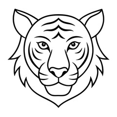 Tiger Head Line Art Vector Illustration, tiger head logo illustration for design