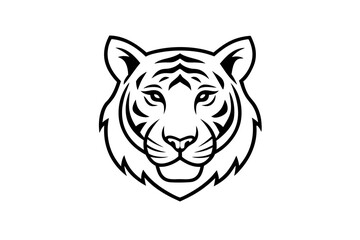 Tiger Head Line Art Vector Illustration, tiger head logo illustration for design