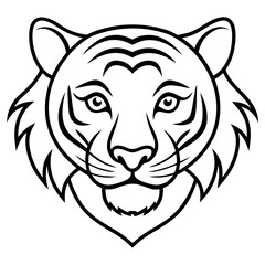 Tiger Head Line Art Vector Illustration, tiger head logo illustration for design