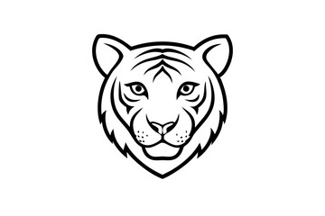 Tiger Head Line Art Vector Illustration, tiger head logo illustration for design