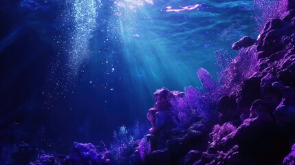 Obraz premium Underwater Coral Reef with Sunbeams