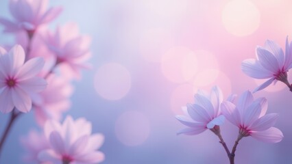 Obraz premium Serene pastel blossoms against a dreamy bokeh background