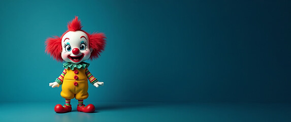 Fototapeta premium A blue background, empty text area and a clown