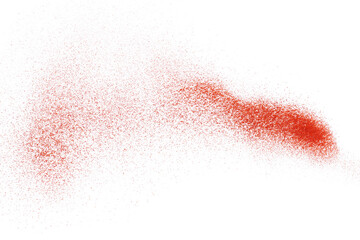 Red paprika powder flying, isolated on white