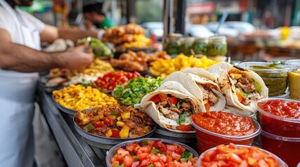 Fototapeta premium Delicious Chicken Shawarma with Garlic Sauce and Pickles