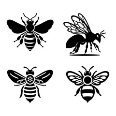 Bee vector art illustration set on a white background.