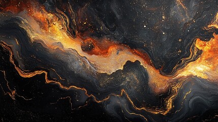 Black marble background with golden veined cracks.