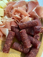 different kinds of food on wood board
