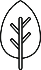 Line drawing of a leaf with branches growing inside, symbolizing nature, growth, and environmental concepts