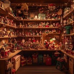 a vintage room full of Christmas themed toys