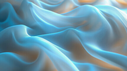 Obraz premium Wave-like translucent blue and beige fabric folds creating an abstract natural pattern