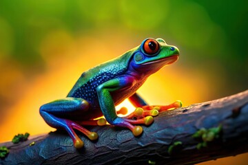 Naklejka premium Colorful high detail tree frog sharp focus silhouette