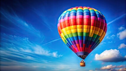 Naklejka premium colorful hot air balloon floating in sky with blue background reflected