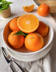 a large white plate filled with oranges