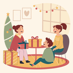 Mother and Daughter Bonding, Mother and Son Together, Happy Family with Gifts, Loving Parent and Child, Mother and Daughter in Kitchen Cooking, Family Celebration, Parenthood and Love, Special Moments
