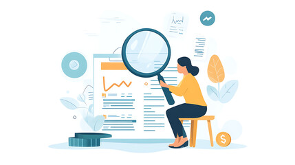  Accountant reviewing financial statements under a magnifying glass(2)