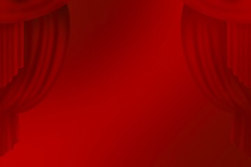 Red theater curtain, velvet curtain for circus on stage on isolated background for event invitation or show template, carnival for party card, hand drawn on transparent background