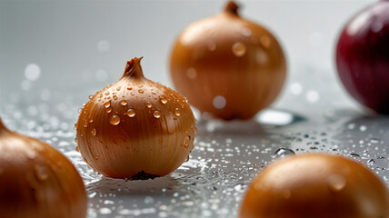 onions on a wooden background